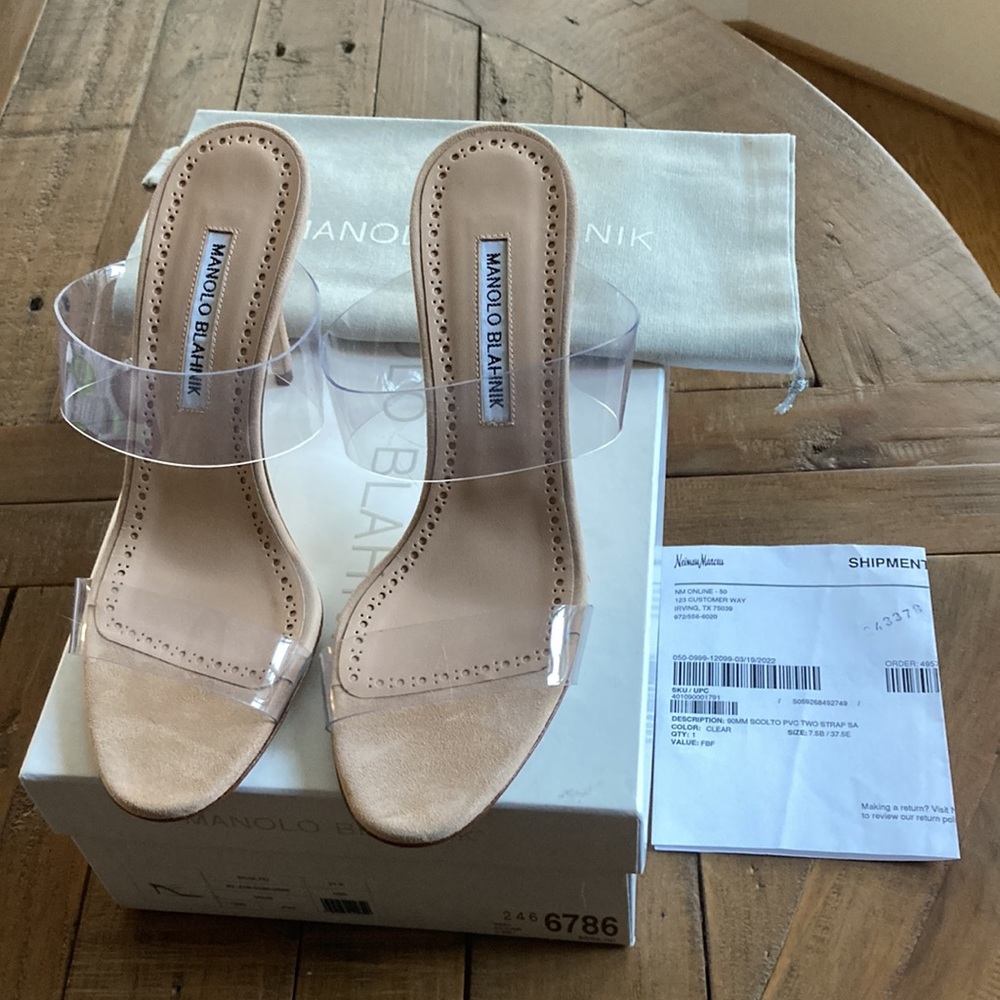 NEW - 37.5  Manolo Blahnik Scolto PVC Sandal